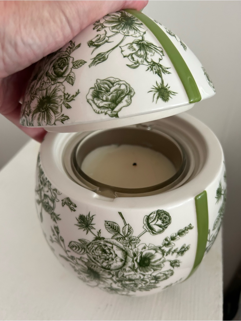 HOMEWORX GORGEOUS Floral Ceramic Egg Candle Holder or Canister w/Bow Accent